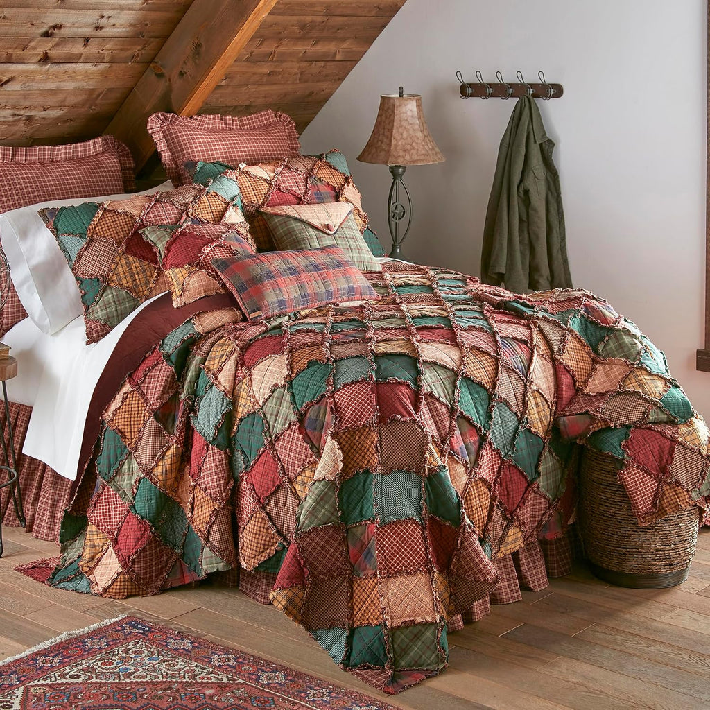 Donna Sharp King Bedding Set - 3 Piece - Campfire Cotton Lodge Quilt Set with King Quilt and Two King Pillow Shams - Machine Washable