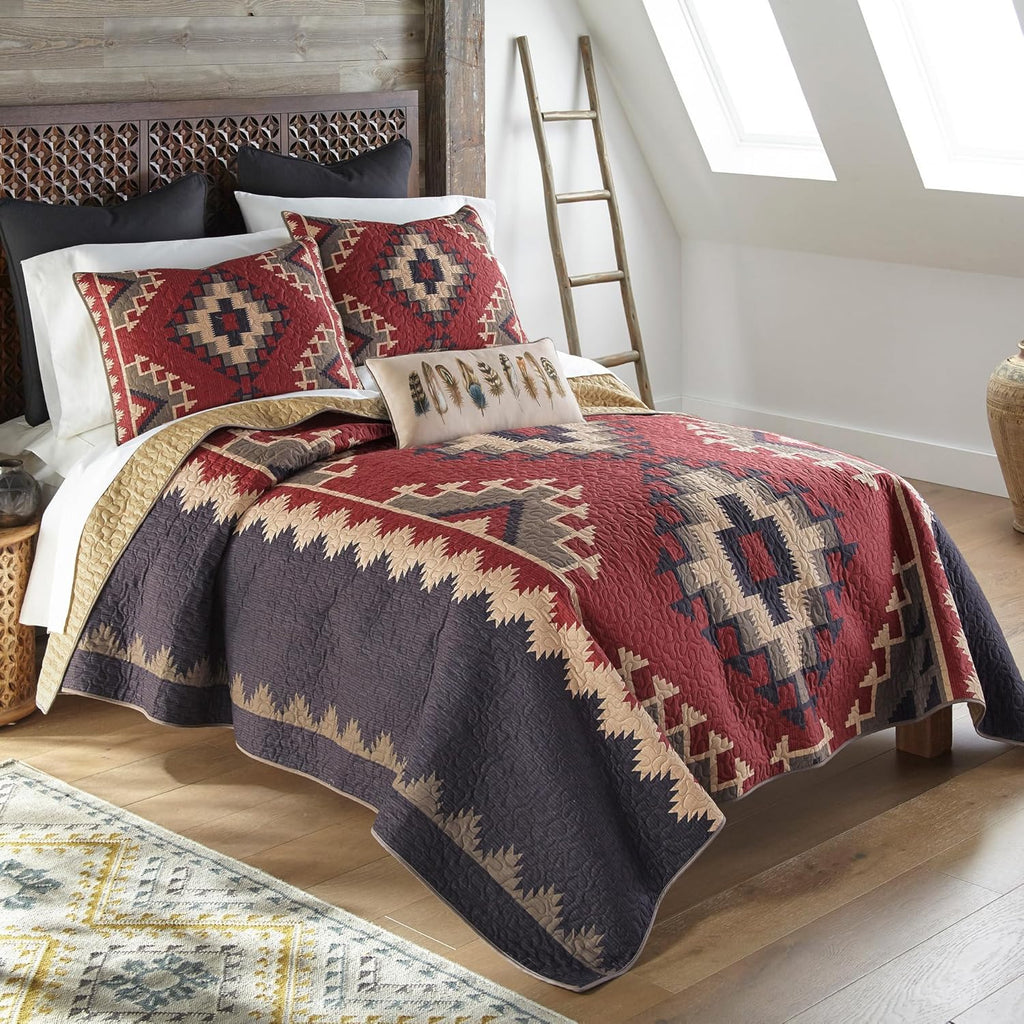Donna Sharp Queen Bedding Set - 4 Piece - Mojave Southwest Quilt Set with Queen Quilt, Two Standard Pillow Shams and One Decorative Pillow - Machine Washable