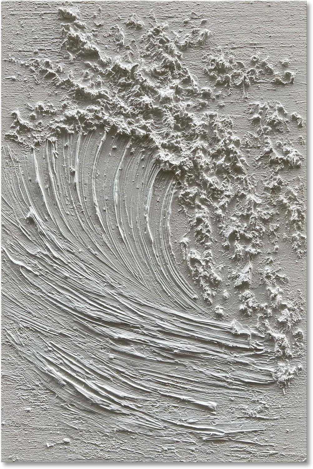 NANKAI Art Hand-Painted 3D Ocean Waves Oil Painting Natural Scenery White Abstract Canvas Art Mural 45x30 Inches