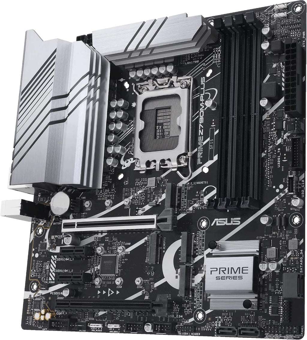 ASUS Prime Z790M-Plus LGA 1700(Intel 14th,12th&13th Gen) microATX motherboard (PCIe 5.0,3xM.2 slots,10+1 DrMOS,DDR5,1 Gb LAN, DP,USB 3.2 Gen2 Type-C,front USB3.2 Gen 1 TypeC, Thunderbolt(USB4)support)
