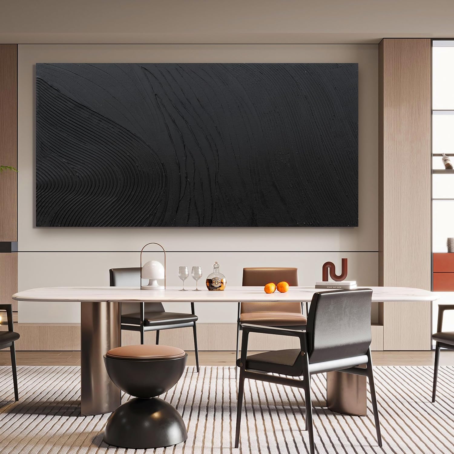 Canvas Wall Art Decor Large Artwork Modern Black Wall Art Black Silence Wall Art Painting Decorations Canvas Art Wall Decor Wall Art Prints for Room Living Room Bedroom Office Decor 29'X58'