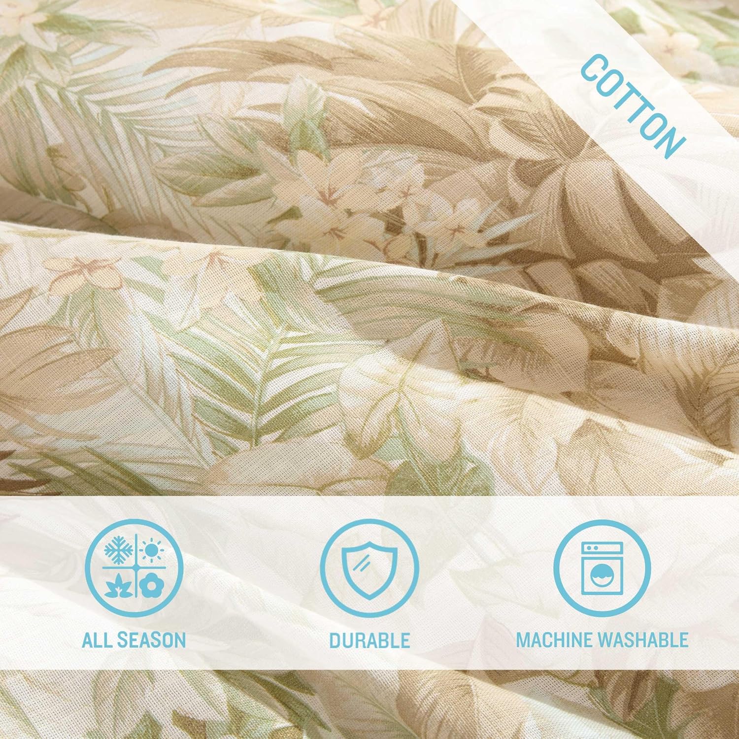 Tommy Bahama - Queen Comforter Set, Naturally Soft Cotton Weave Bedding w/Matching Pillowcases, Medium Weight, 3 Piece Bed Sets (Palm Paradise Green)