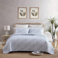 Tommy Bahama - Twin Quilt Set, Reversible Cotton Bedding with Matching Sham, Pre-Washed for Added Softness, Dorm Essentials (Distressed Water Leaves Blue)