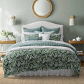 Laura Ashley- King Duvet Cover Set, Reversible Cotton Bedding Set, Includes Matching Sham(s) with Bonus Euro Sham(s) & Throw Pillow Covers (Bramble Floral Green, King)
