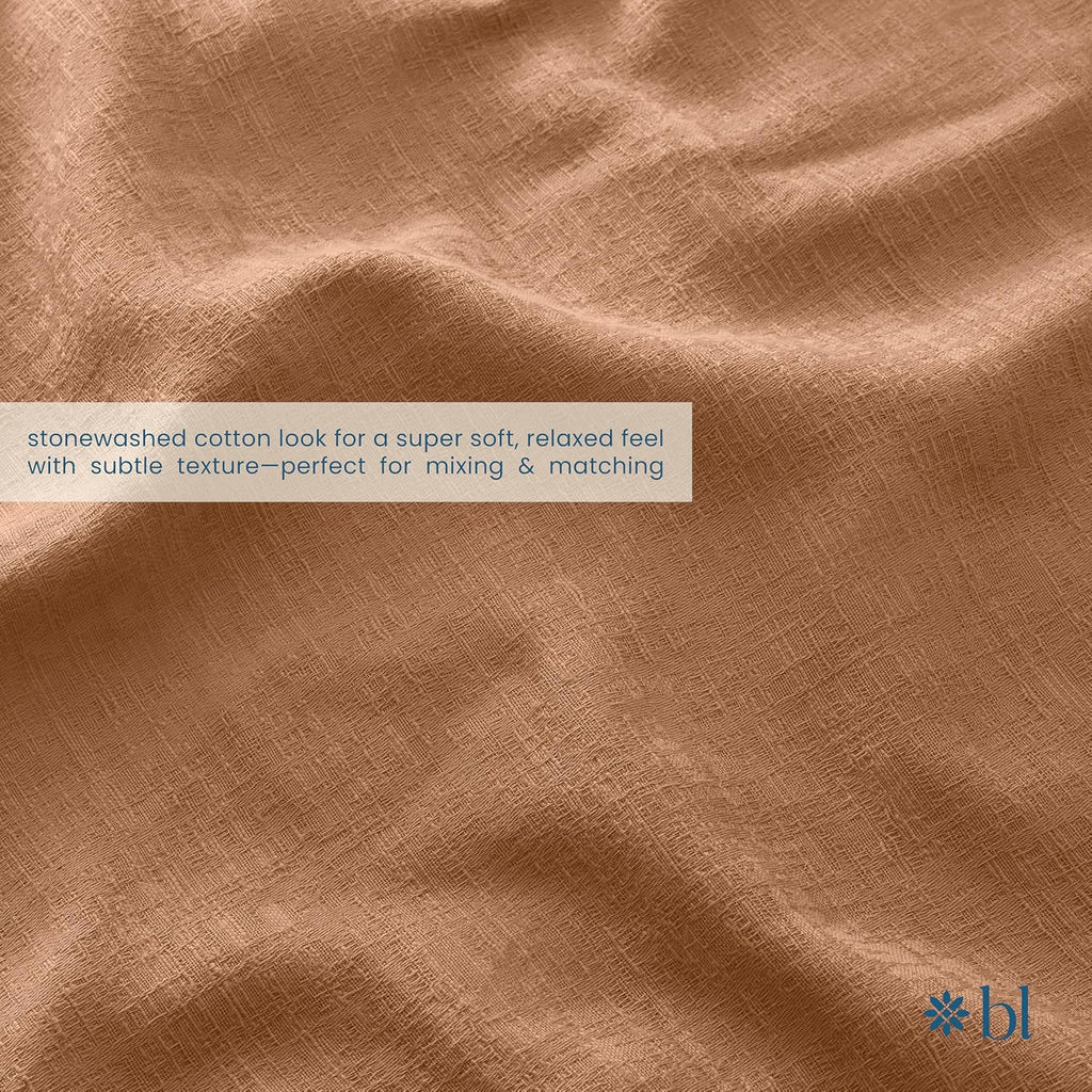 Blue Loom Duvet 100% Cotton Set, 3 Piece, Stone Washed Duvet Set Full/Queen Size 92' x 90' with 2 Matching Pillow Shams, Comforter Not Included, Vivie - Clay Red