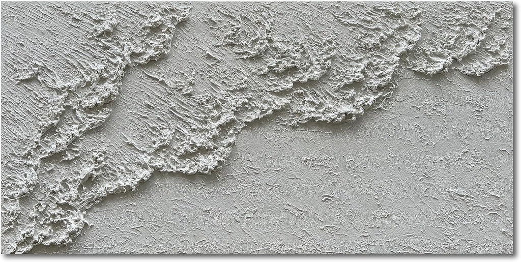 NANKAI Hand Painted White Minimalist Art Painting Ocean Waves Abstract Canvas Oil Painting Home Wall Decoration Art 24x48 Inchs