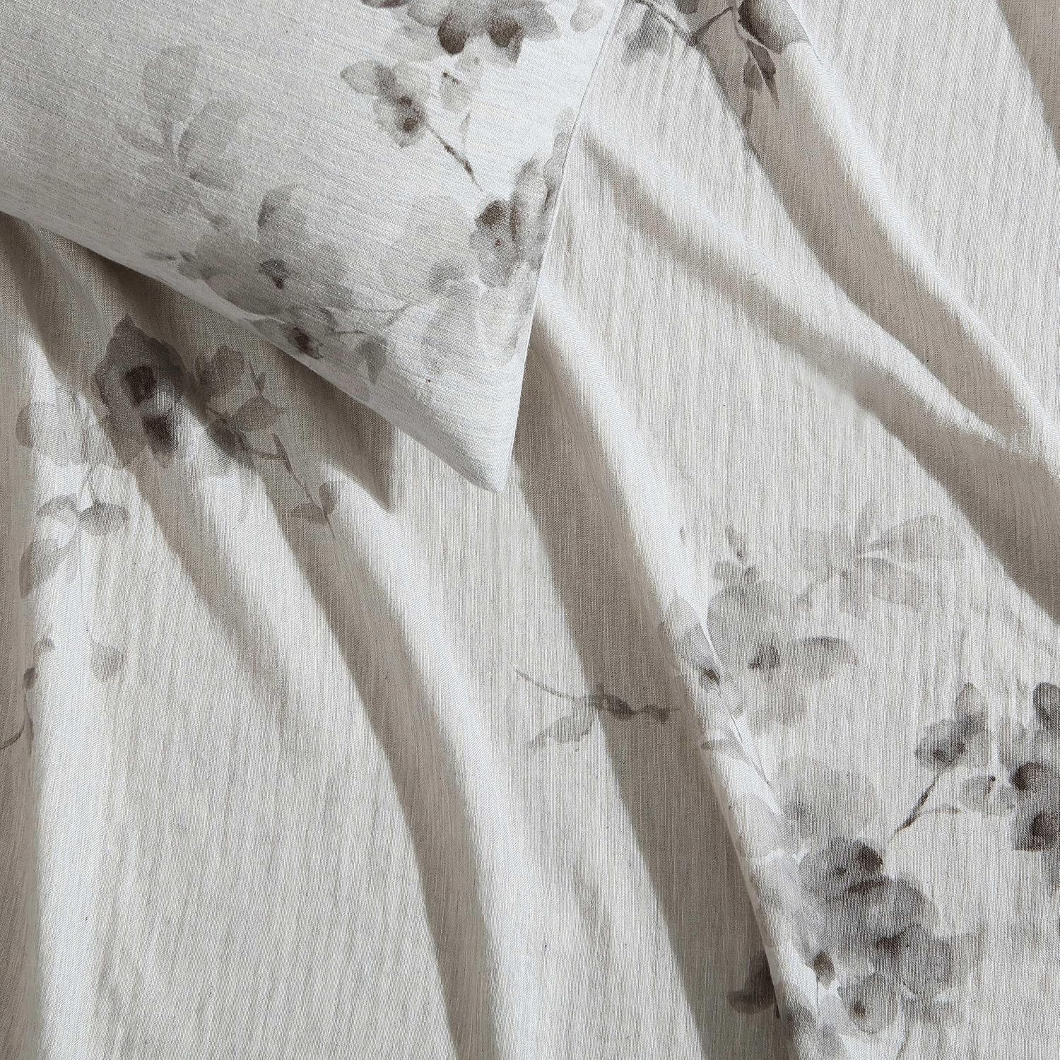 Calvin Klein - Queen Duvet Cover Set, Soft Cotton Bedding, Floral Home Decor (Aquarelle Floral Grey, Queen)