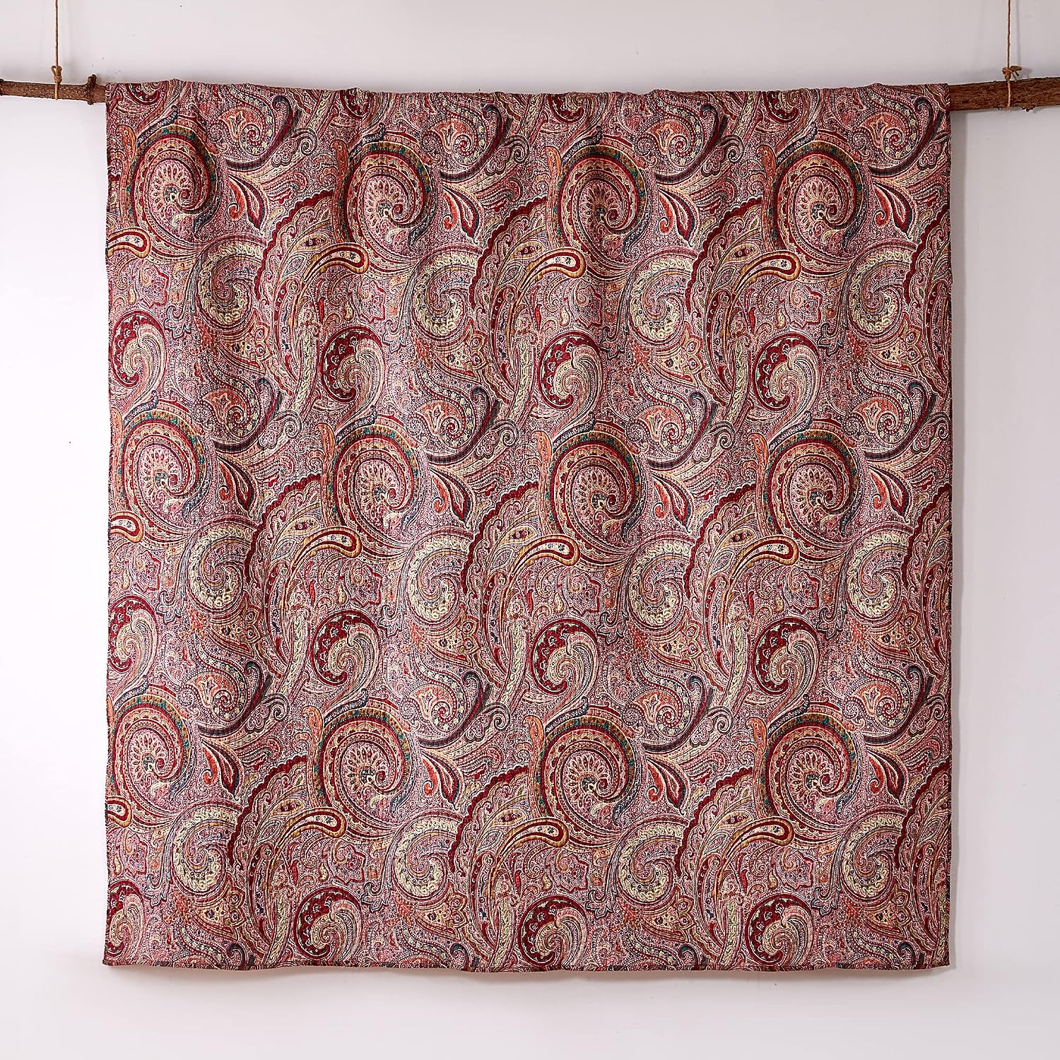 Levtex Home - Spruce Red Quilt Set - Full/Queen Quilt (88x92in.) + Two Standard Pillow Shams (26x20in.) - Paisley Pattern in Burgundy, Red, Tan, Grey - Reversible - Cotton