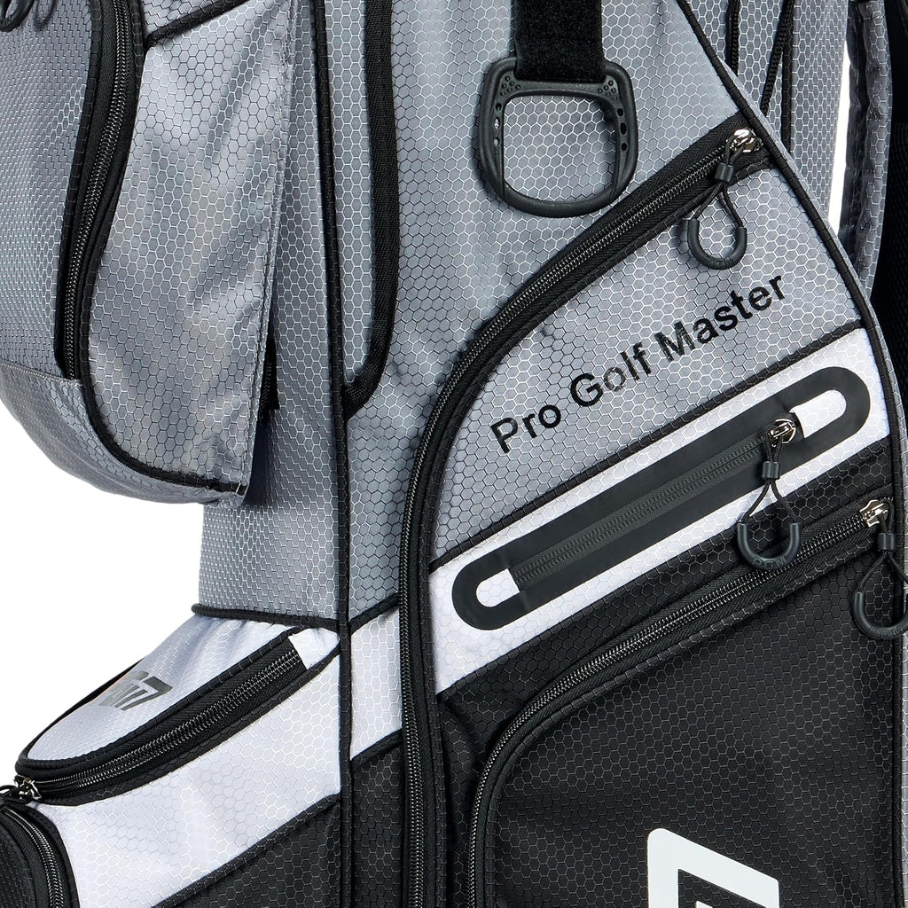 PGM Golf Cart Bag with 14 Way Organizer Divider Top, Premium Cart Bag with Handles and Rain Cover for Men