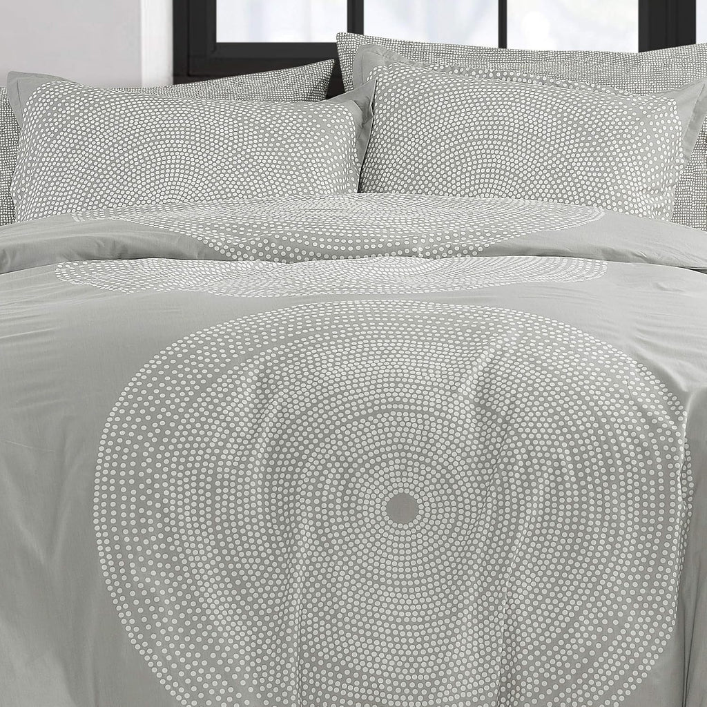 Marimekko - Queen Duvet Cover Set, Smooth Cotton Percale Bedding with Matching Shams, Lightweight Home Decor (Fokus Grey, Queen)