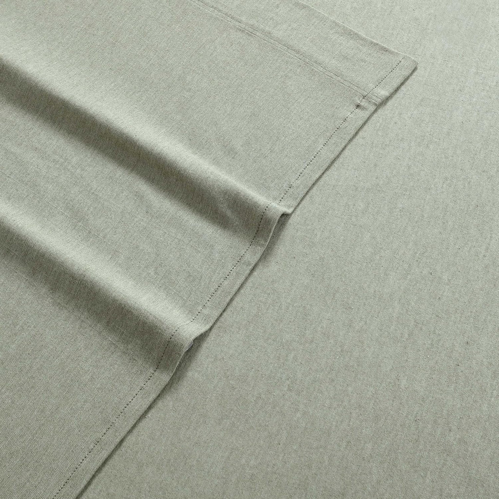 Calvin Klein - King Size Sheets Set, Naturally Soft Cotton-Blend Melange Jersey Bedding - Bed Sheets with Matching Pillowcases & Fitted Sheet (Modern Cotton Green)