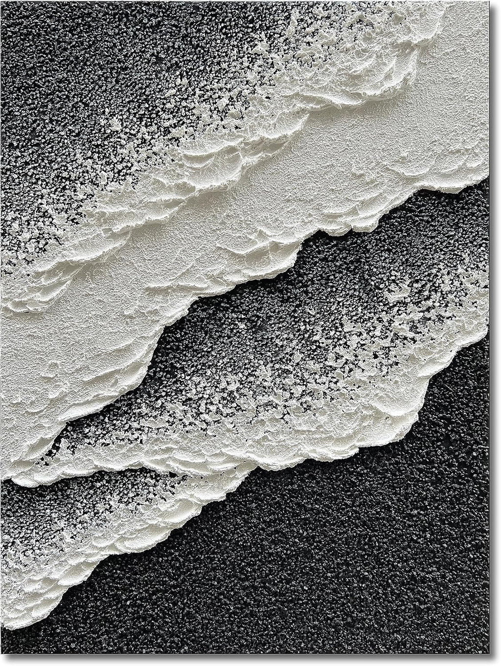 NANKAI Hand Painted Beach Wave Landscape Oil Painting Black and White Abstract Canvas Art Home Office Wall Deco Art Painting 28x40 inches
