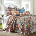 Levtex Home Rhapsody Quilt Set - King Quilt + Two King Pillow Shams - Paisley in Yellow Orange Red Green Blues - Quilt Size (106 x 92in.) and Pillow Sham Size (36 x 20in.)- Reversible Pattern - Cotton