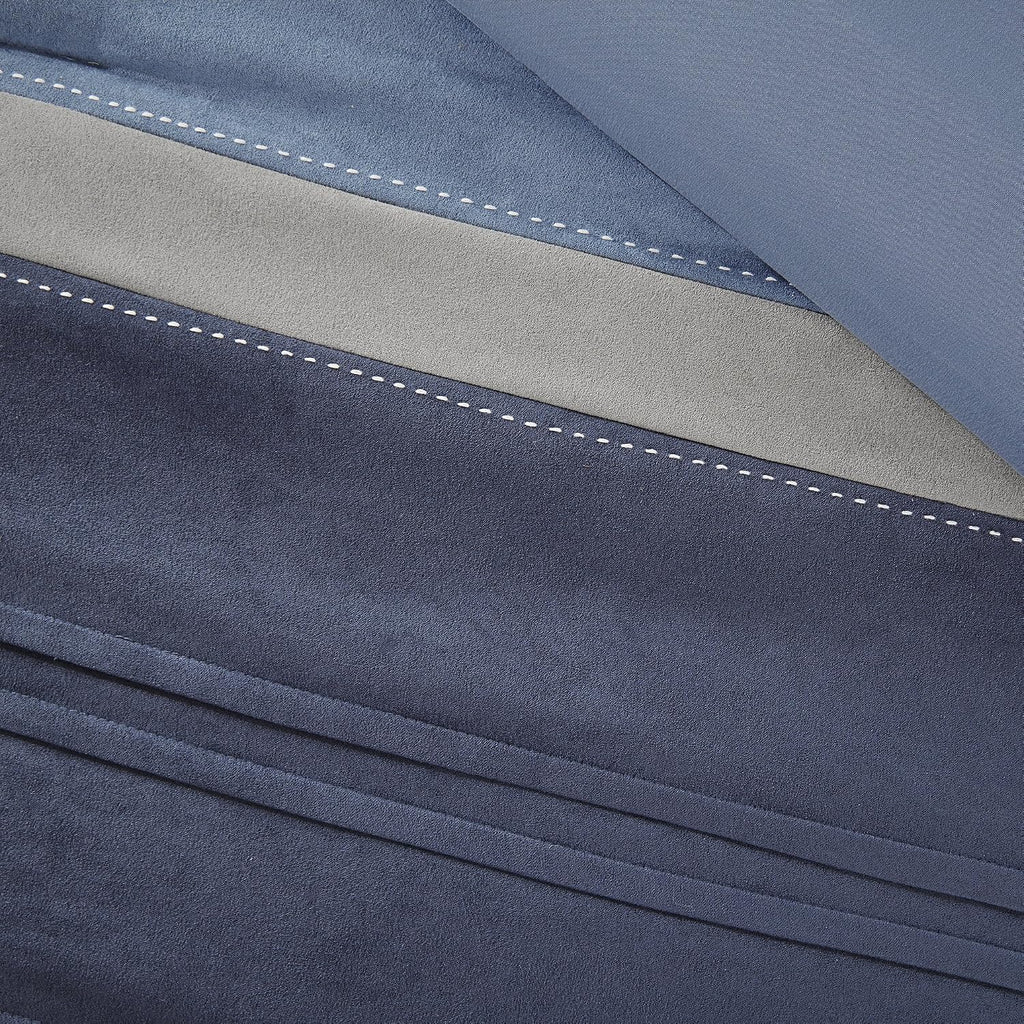 Madison Park Cozy Comforter Set Casual Modern Design - All Season Bedding, Matching Bed Skirt, Decorative Pillows, Collins, Suede Blue Grey King(104'x92') 7 Piece