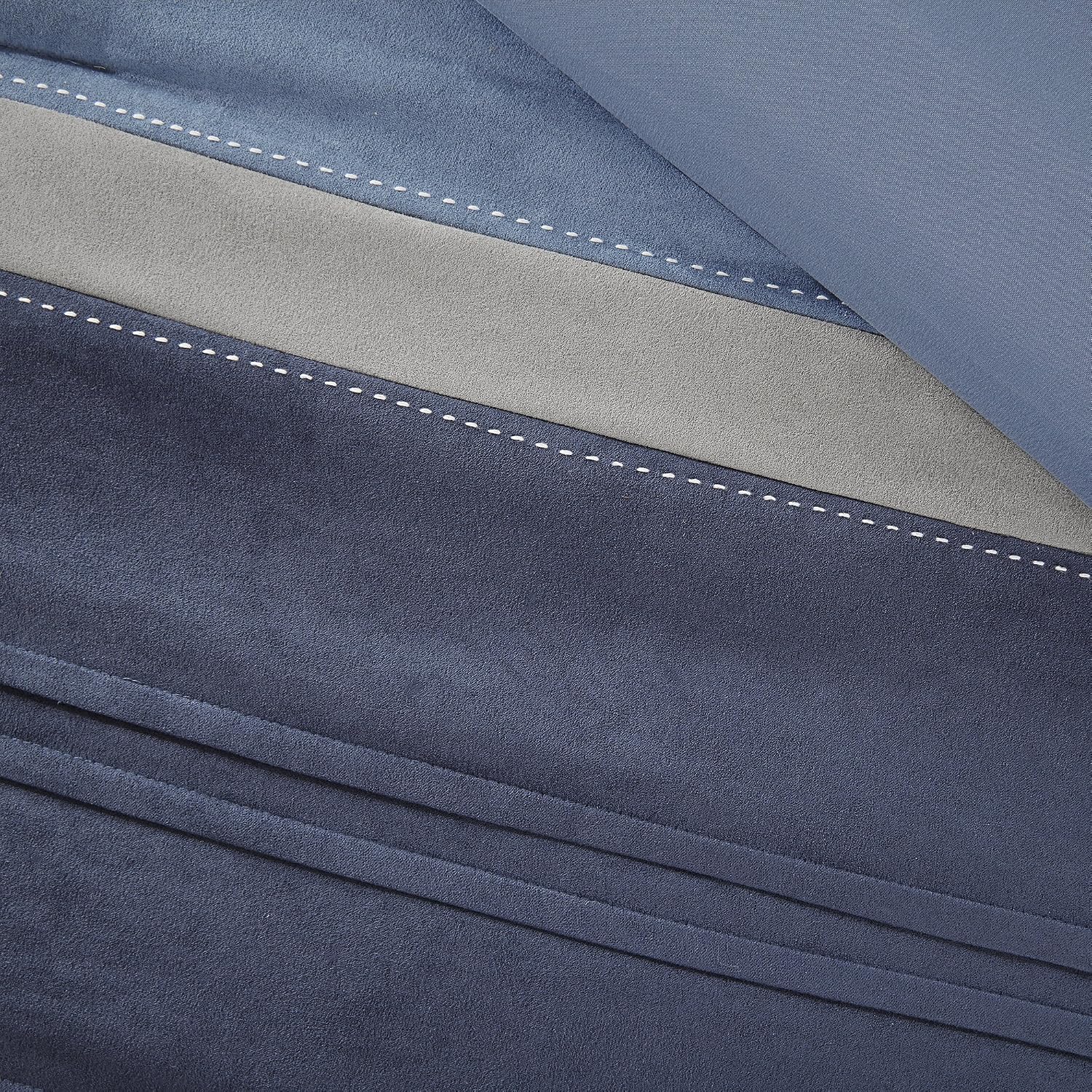Madison Park Cozy Comforter Set Casual Modern Design - All Season Bedding, Matching Bed Skirt, Decorative Pillows, Collins, Suede Blue Grey King(104'x92') 7 Piece