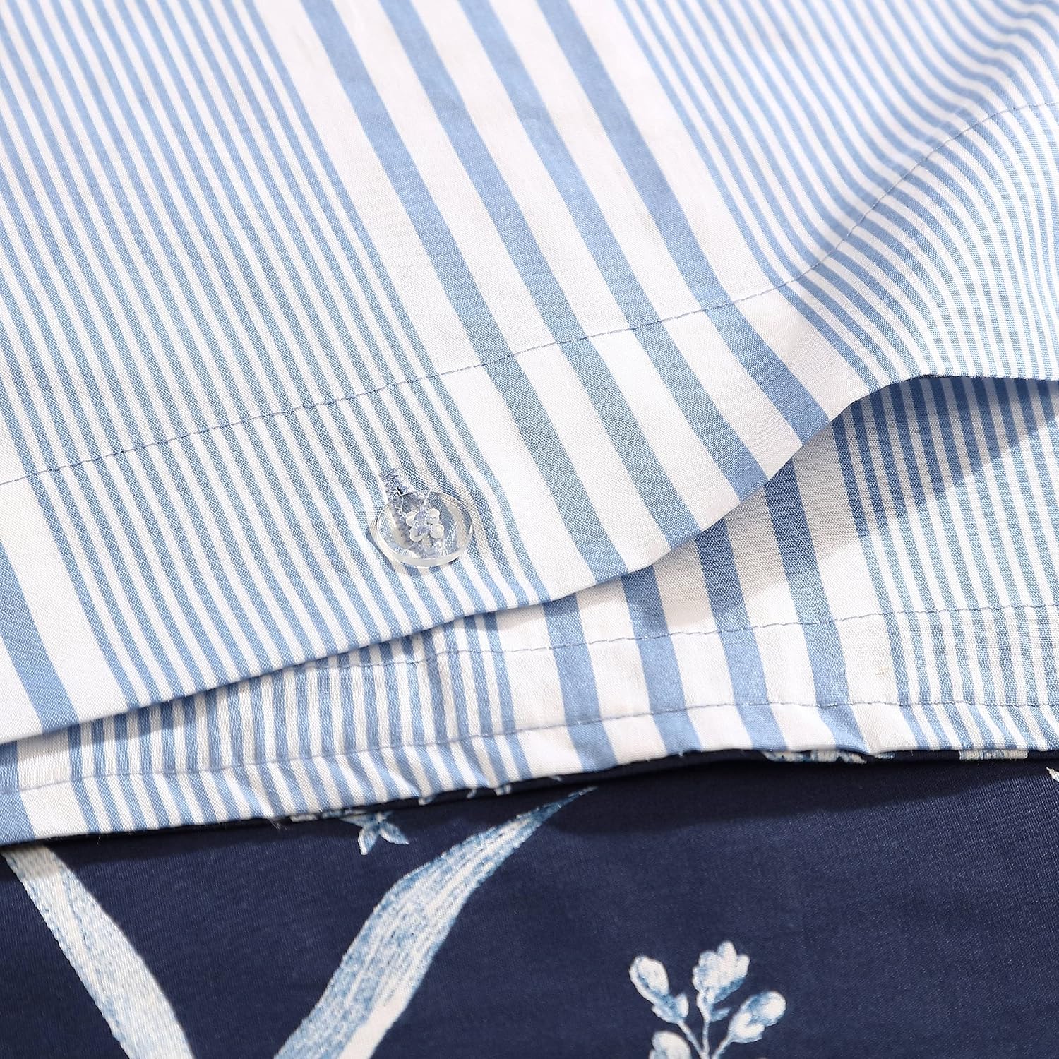 Laura Ashley- King Duvet Cover Set, Reversible Cotton Bedding Set, Includes Matching Sham(s) with Bonus Euro Sham(s) & Throw Pillow Covers (Branch Toile Blue, King)