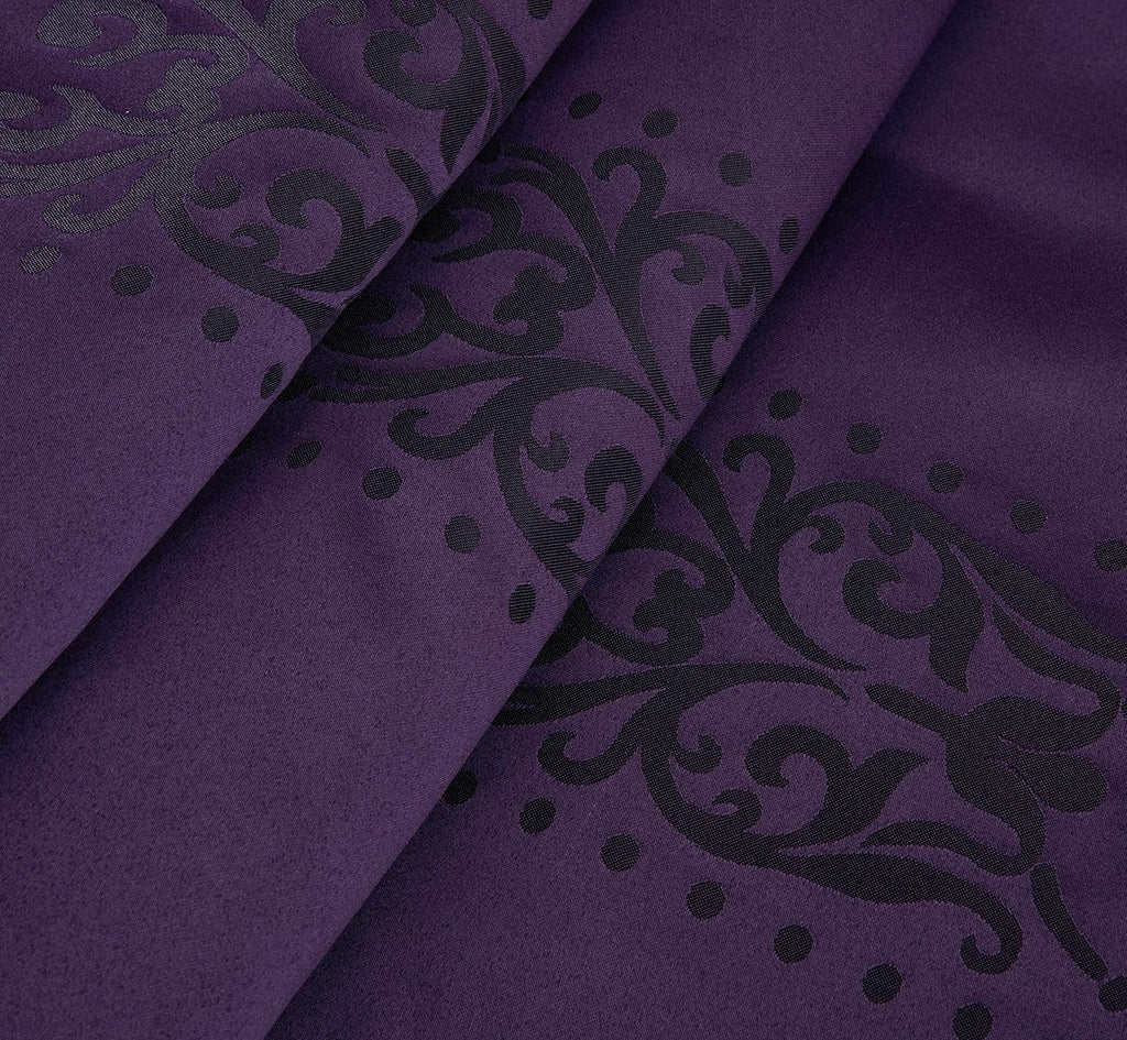 Chezmoi Collection Royale 7-Piece Jacquard Floral Comforter Set, Oversized Queen, Purple/Dark Purple