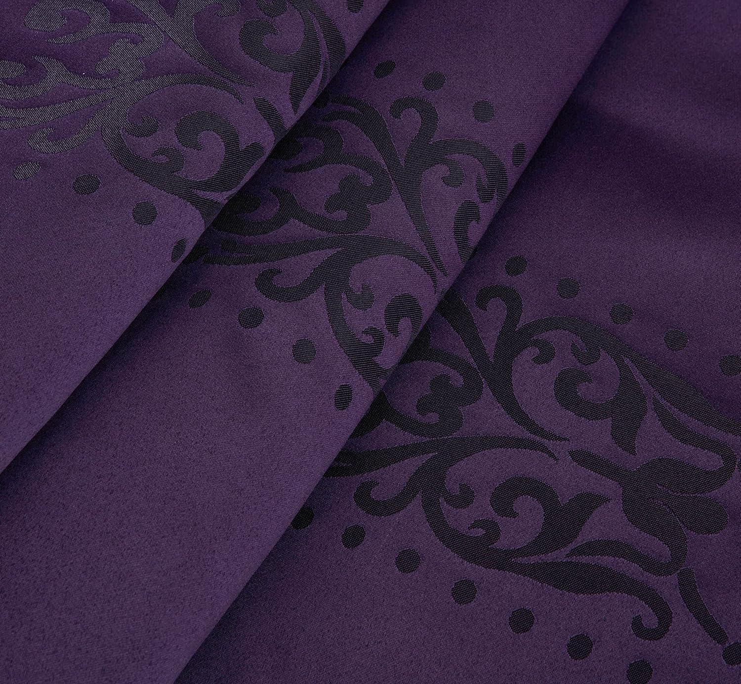 Chezmoi Collection Royale 7-Piece Jacquard Floral Comforter Set, Oversized Queen, Purple/Dark Purple