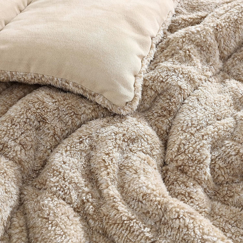 Eddie Bauer - King Comforter Set, Microsuede Bedding with Soft Sherpa Reverse, 3 Piece Bed Set with Matching Pillowcases (Sherwood Brown)