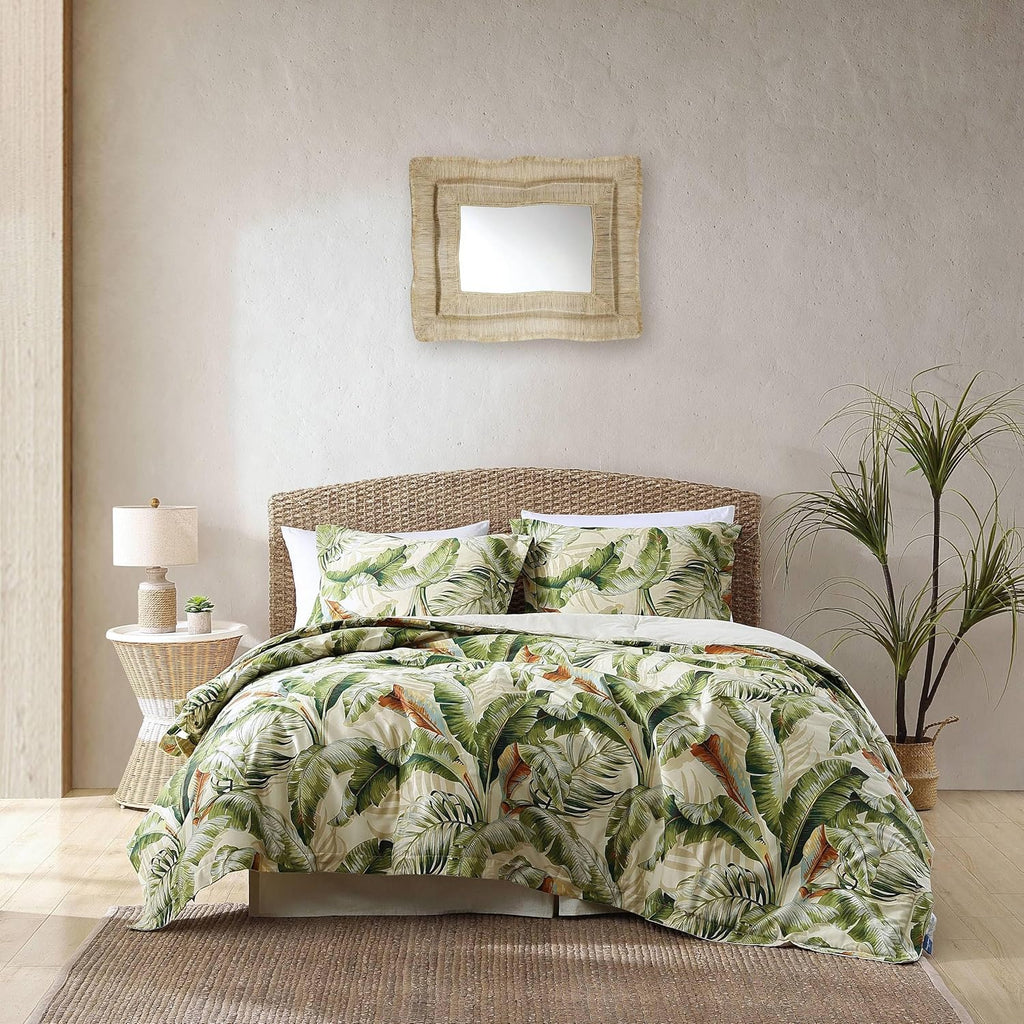 Tommy Bahama - California King Comforter Set, Cotton Sateen Bedding with Matching Shams & Bedskirt, Bedding Set for All Seasons (Palmiers Green, California King)