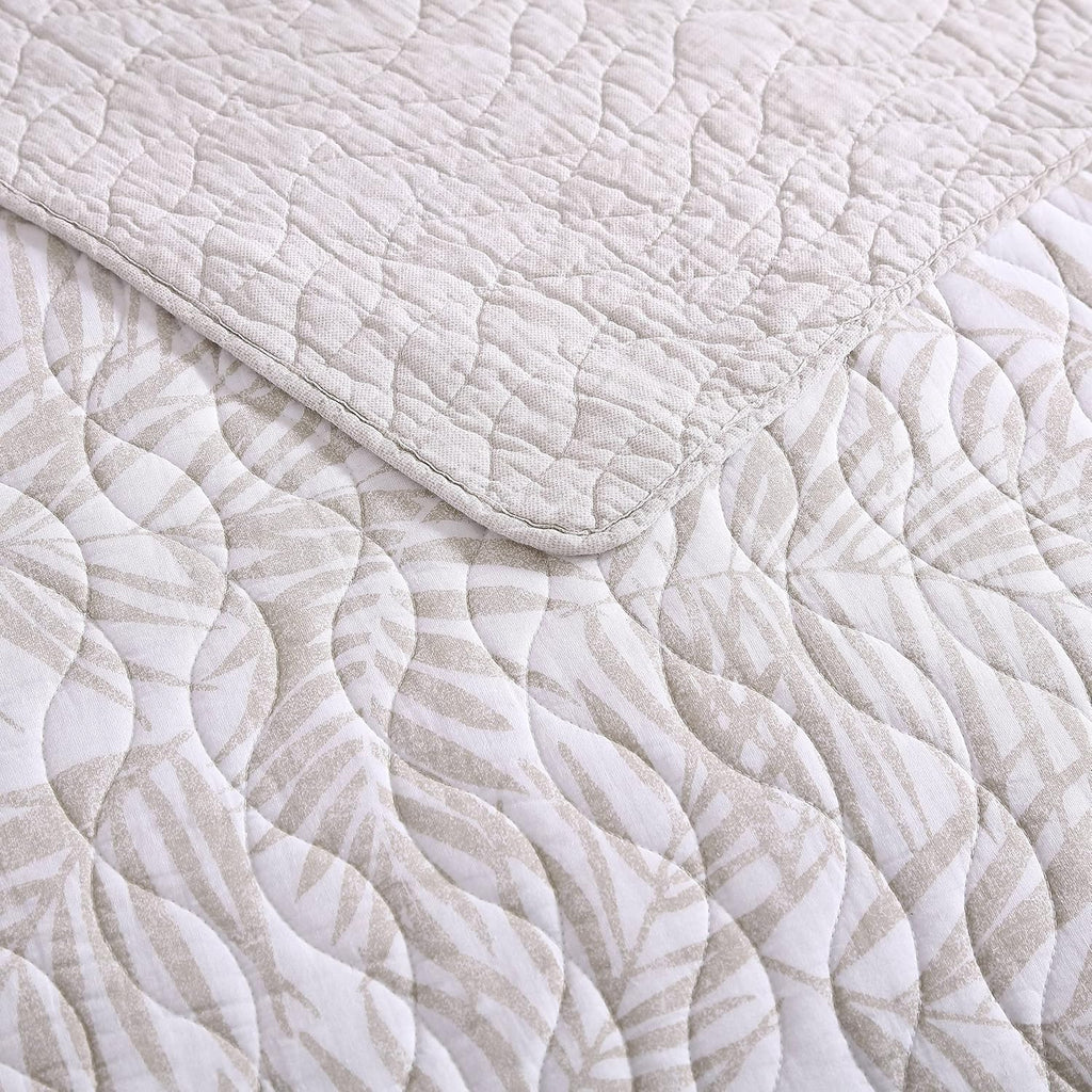 Tommy Bahama - King Quilt Set, Reversible Cotton Bedding with Matching Shams, Tropical Super Soft Bedding Set (Palmday Beige, King)